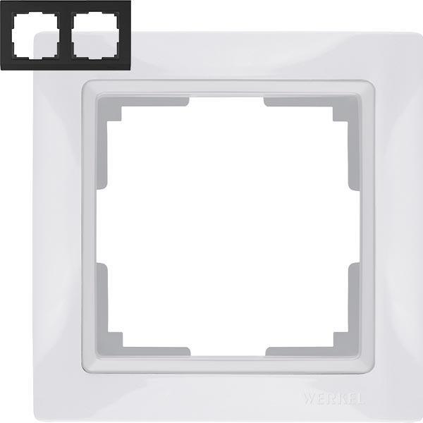 Рамка на 2 поста (белый хром) / WL03-Frame-02-white