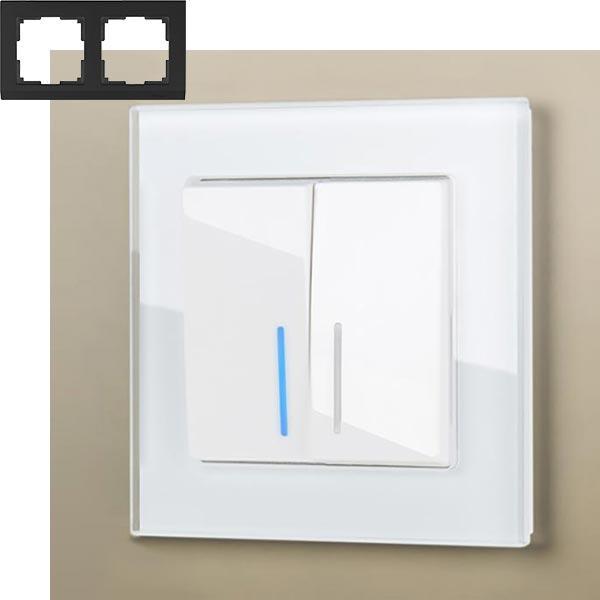 Рамка на 2 поста (белый, стекло) / WL01-Frame-02