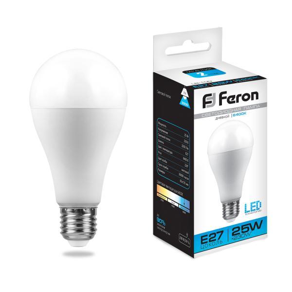 Лампа светодиодная LB-100 (25W) 230V E27 6400K A65 Feron