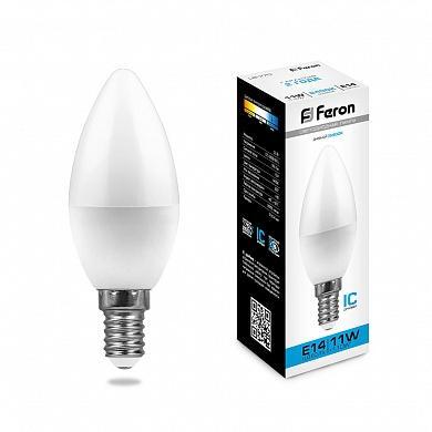 Лампа светодиодная LB-770 (11W) 230V E14 6400K свеча Feron