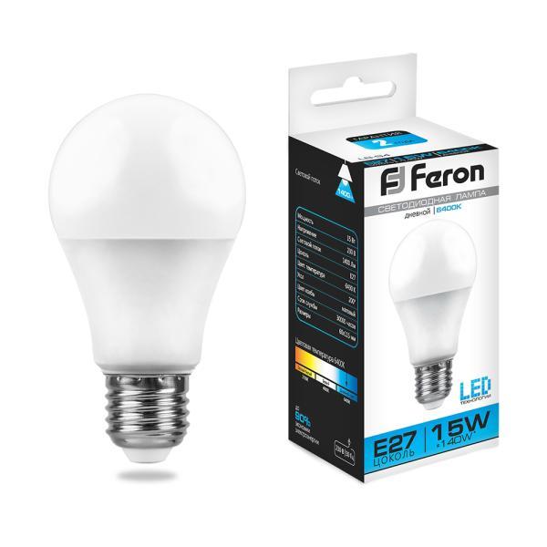 Лампа светодиодная LB-94 (15W) 230V E27 6400K A60 Feron