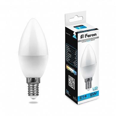 Лампа светодиодная LB-570 (9W) 230V E14 6400K свеча Feron