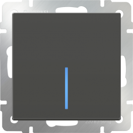 Выключатель одноклавишный  с подсветкой (серо-коричневый) / WL07-SW-1G-LED