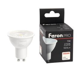 Лампа светодиодная (7W) 230V GU10 2700K MR16 с линзой 110 градусов, LB-1607 Feron