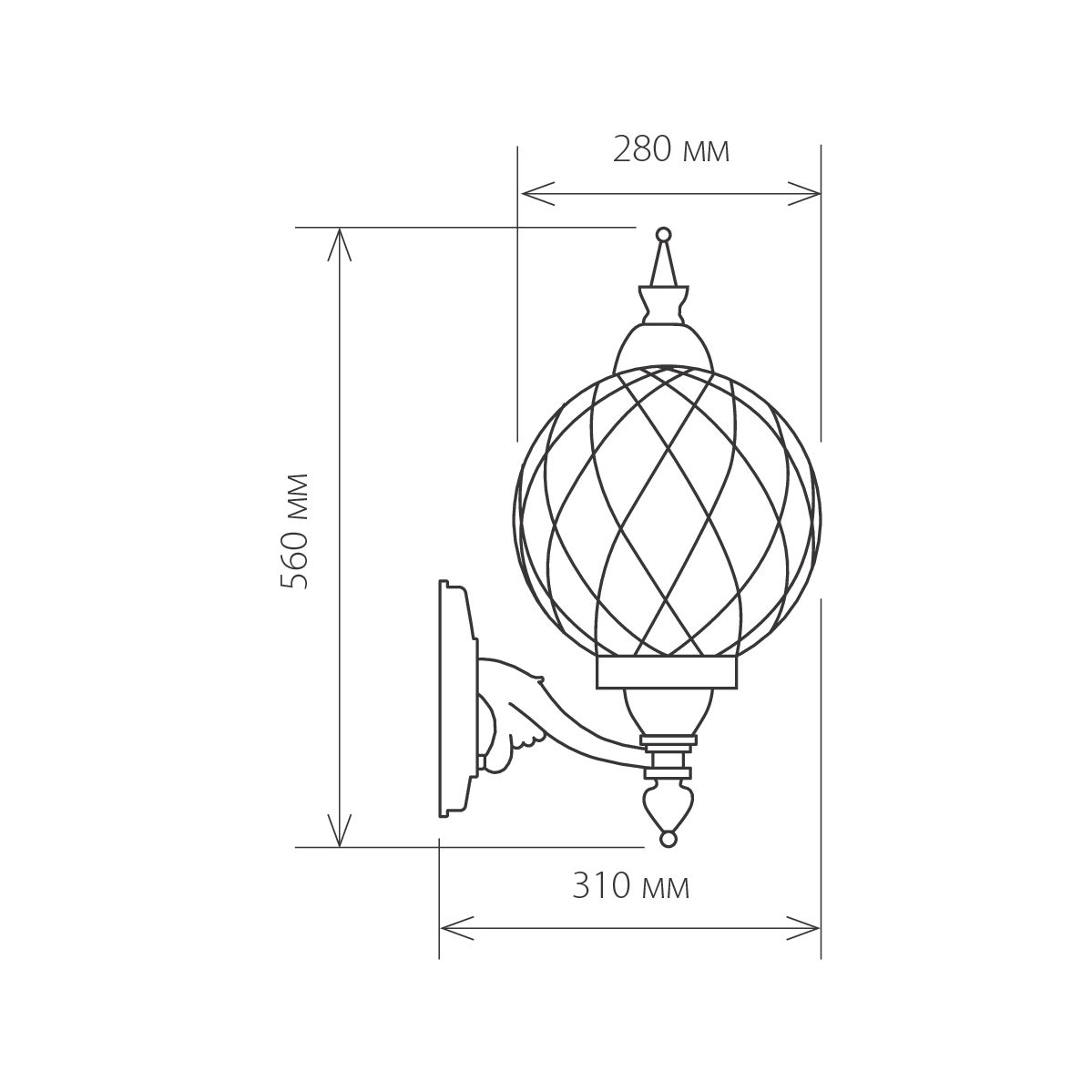 Светильник настенный декоративный Е27 60W IP44 Sirius U черное золото Elektrostandard