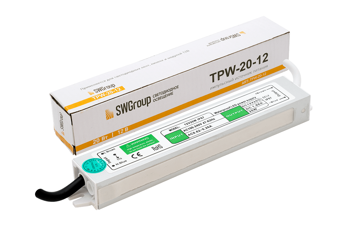 Блок питания Al TPW, 20W влагозащитный, 12V SWG