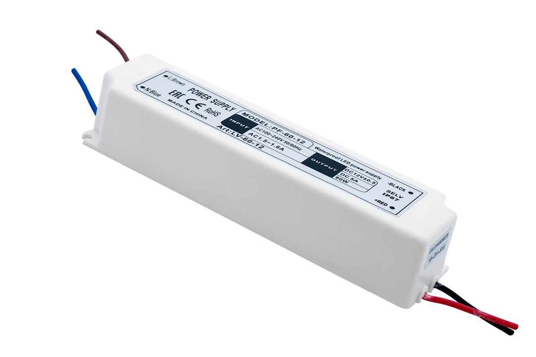 Блок питания для ленты IP 67 пластик 60 W, 12V SWG