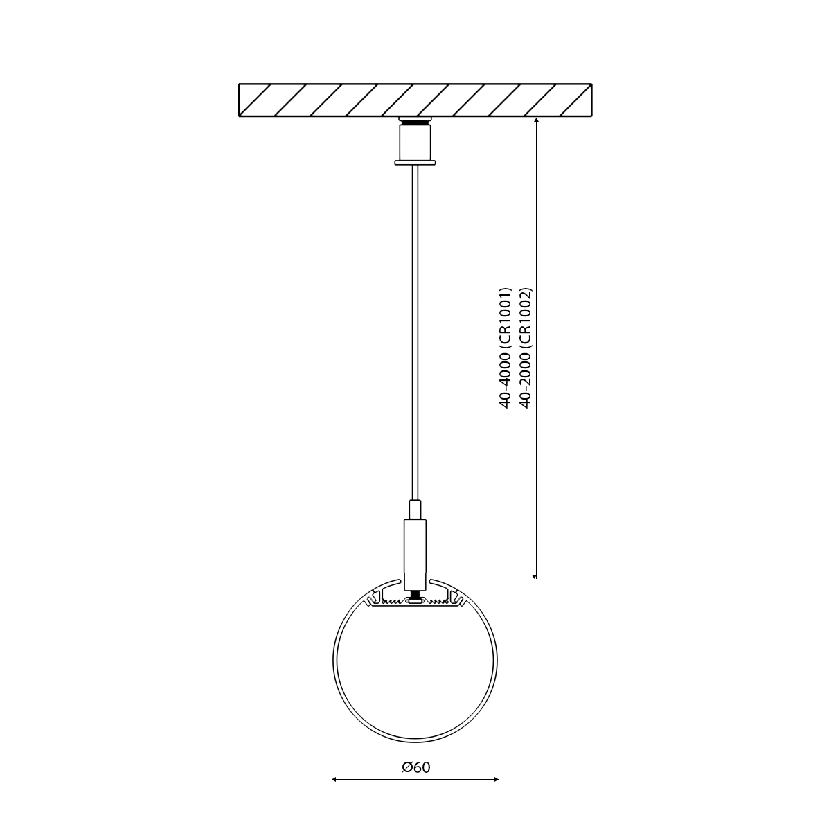 Профиль подвесной алюминиевый LT.60 (2.5м) SWG