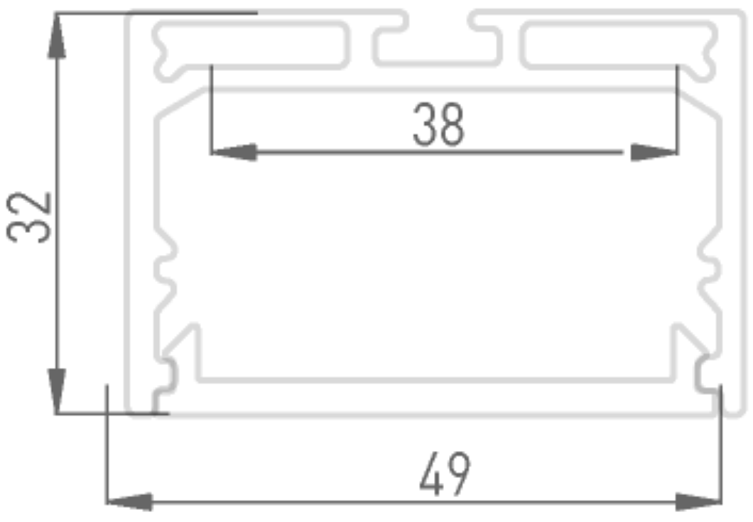 Профиль подвесной/накладной алюминиевый LS.4932 (2.5м) SWG