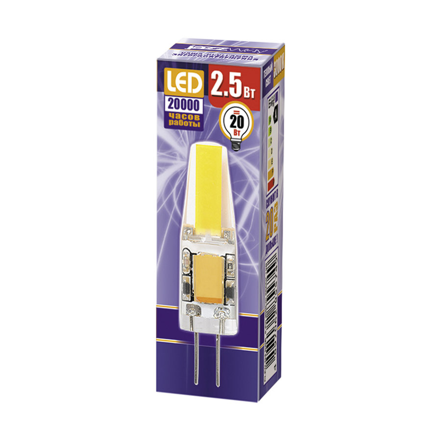 Лампа светодиодная PLED-G4 COB  2.5w 200Lm 3000K 12В (LED driver!)  Jazzway