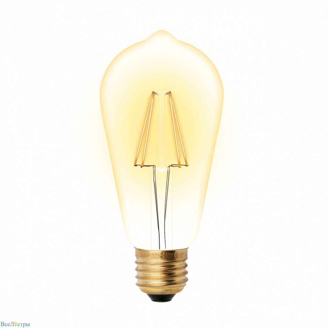 Лампа светодиодная LED-ST64-5W/GOLDEN/E27 форма конус GLV22GO Vintage Uniel