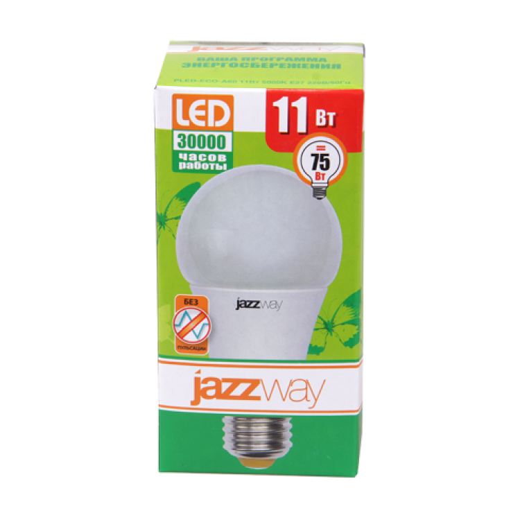 Лампа светодиодная PLED-ECO-A60 11w E27 3000K 880Lm 220V/50Hz Jazzway