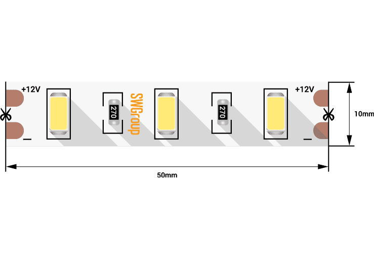 Лента светодиодная стандарт SMD5630 60LED/м 12Вт/м 12В IP20 Цвет:Нейтральный (1метр) SWG