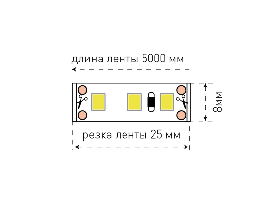 Лента светодиодная стандарт SMD2835 120LED/м 12Вт/м 12В IP20 Цвет:Холодный белый (1метр) SWG