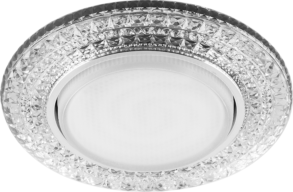 Светильник встраиваемый с подсветкой CD4020 20LED*2835 SMD 6400K, 15W GX53, без лампы, прозрач Feron