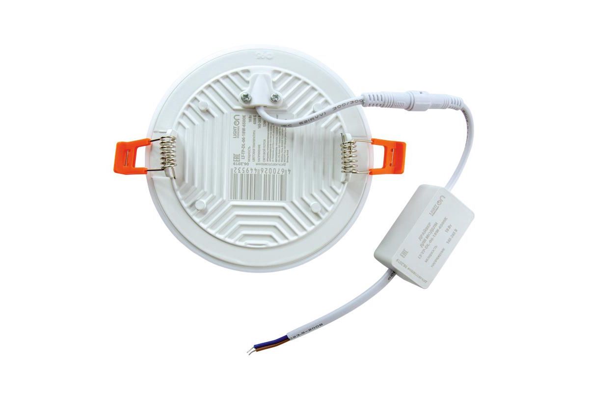 Светильник Downlight LT-TP-DL-06-18W-6500K встраиваемый круглый ф120 LED с вынос. драй. (распродажа)