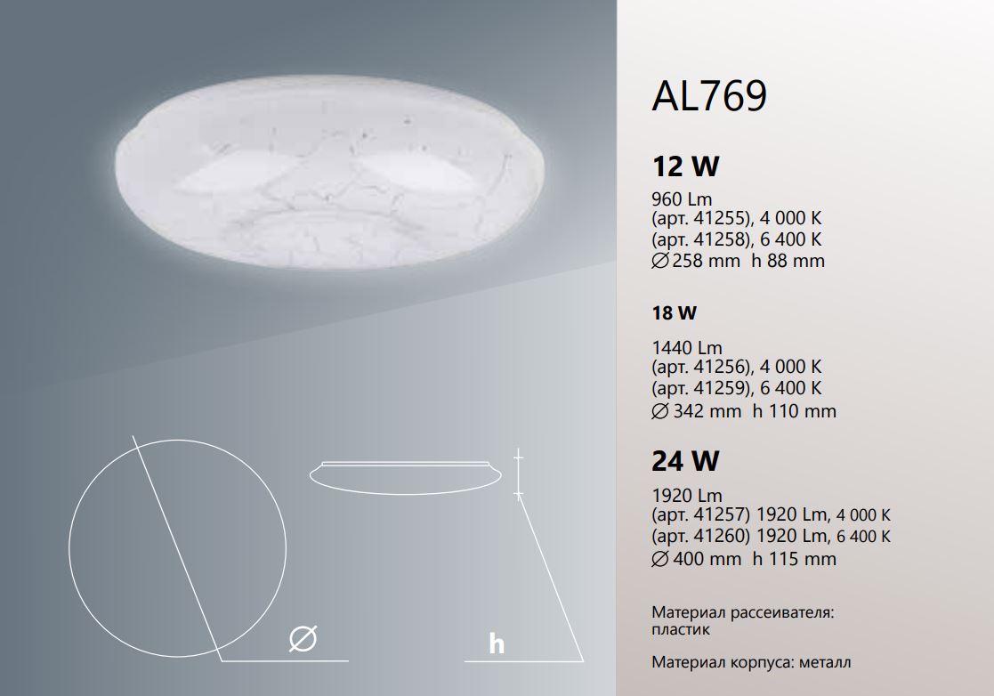 Светильник потолочный AL769, 24W, 1920Lm, 6400K Feron