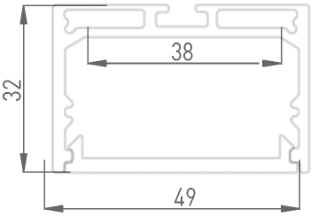 Подвесной/накладной алюминиевый профиль LS.4932-R (2,5м) SWG