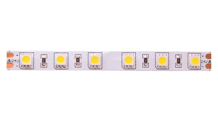 Лента светодиодная стандарт SMD5050 60LED/м 14,4Вт/м 24В IP20 Цвет:Нейтральный (1метр) 3М SWG 