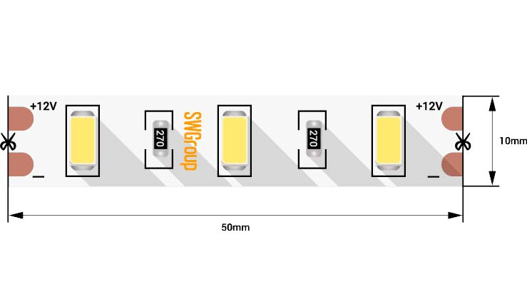 Лента светодиодная стандарт SMD5630 60LED/м 12Вт/м 12В IP20 Цвет: Теплый (1метр) SWG
