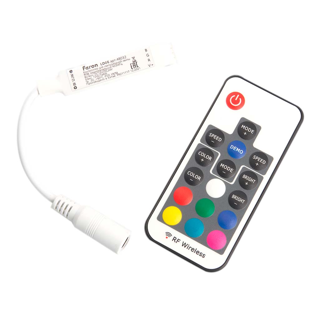 Контроллер RGB mini для светодиодной ленты с П/У,12-24V, LD66 Feron