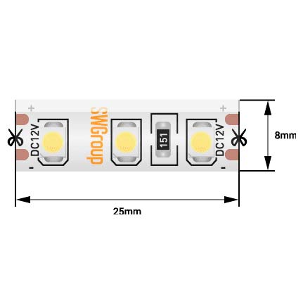 Лента светодиодная стандарт SMD2835 120LED/м 9,6Вт/м 12В IP66 Цвет:Зелёный (1метр) 3М SWG