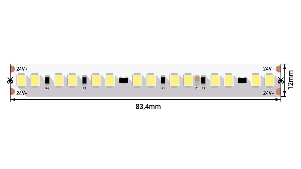 Лента светодиодная LUX, 2835, 17,3 Вт/м, 24В, IP33, Dim to Warm (1метр) SWG