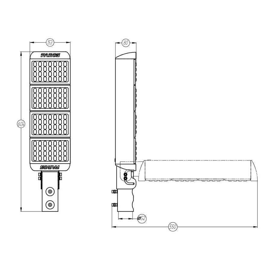 Светильник консольный FP 150 100W 5000К 150х55 грN Faros