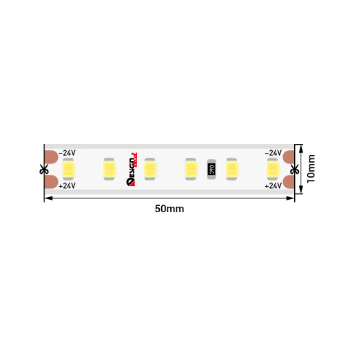 Лента светодиодная LUX, 2835, 120 LED/м, 14,4 Вт/м, 24В, IP65, Нейтральный белый (4000K) 1м SWG