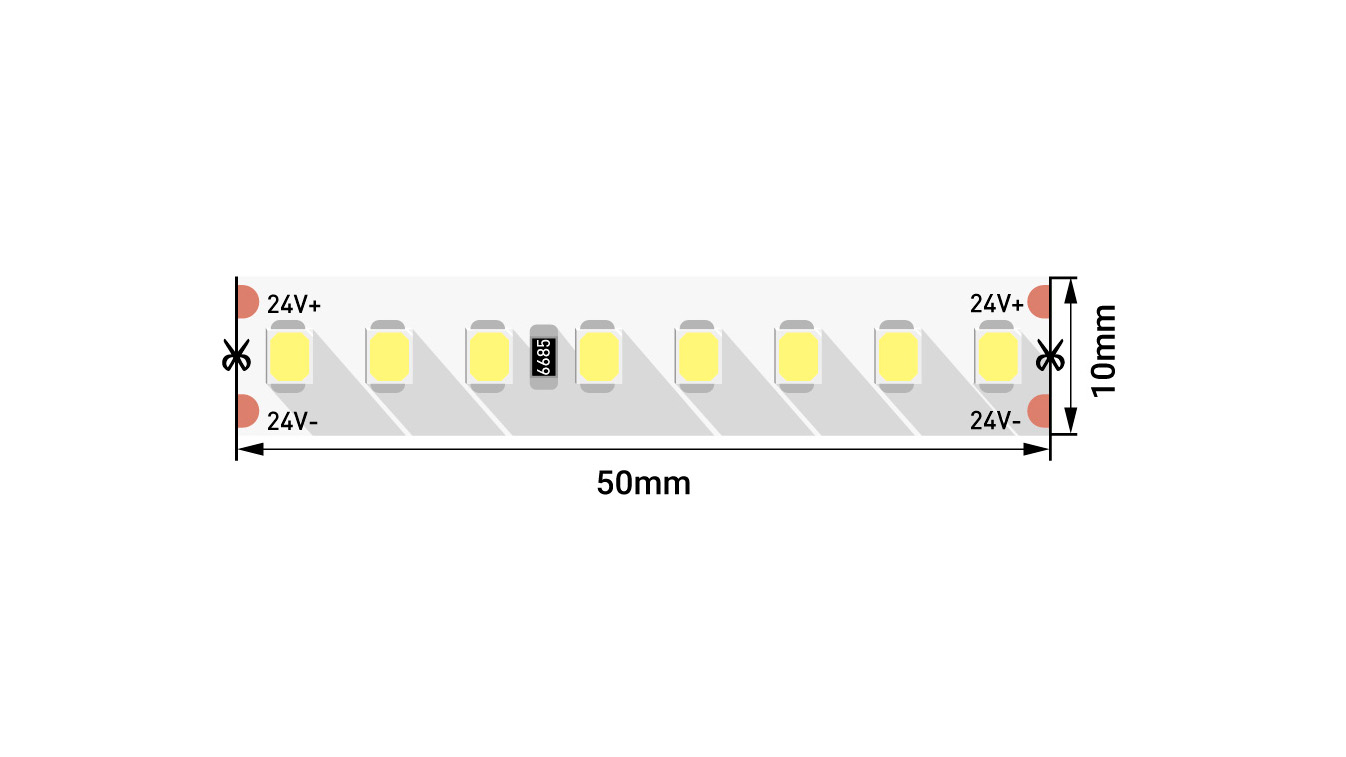 Лента светодиодная LUX, 2835, 5W, 775лм, 24В, IP33, теплый белый (2700K) SWG