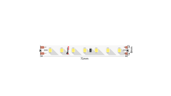 Лента светодиодная LUX, 2835, 98 LED/м, 10 Вт/м, 24В, IP33, Теплый белый (3000K) SWG