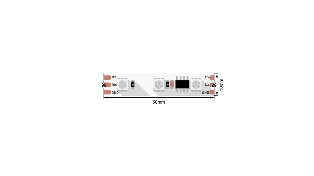 Лента светодиодная 14,4 Вт/м, SMD5050, 60led/m, SPI WS2811, IP20, 12В, RGB, 3M SWG