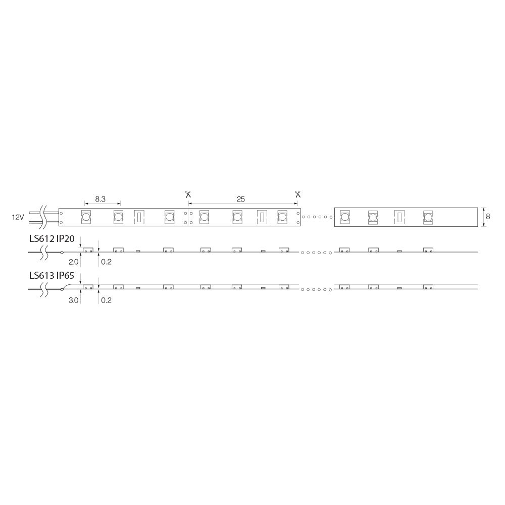 Лента светодиодная 120SMD(2835)/m 9.6W/m 12V 5m 6500К, LS612 Feron