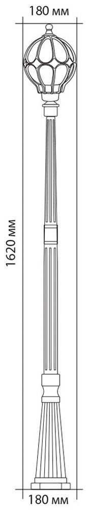 Светильник садово-парковый PL3707 круглый, столб 60W 230V E27, черное золото Feron 