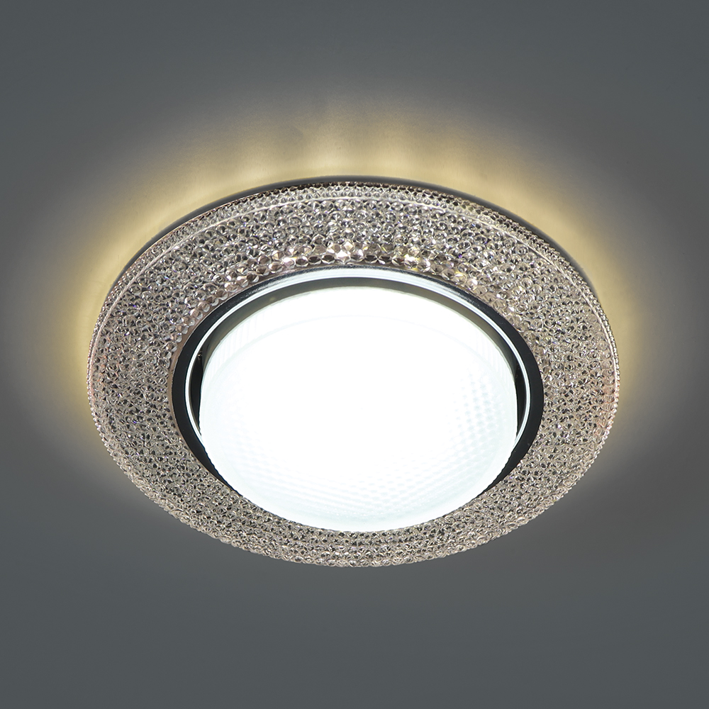 Светильник встраиваемый с подсветкой CD4046 20LED*2835 SMD 4000K, 15W GX53, без лампы, прозрач Feron