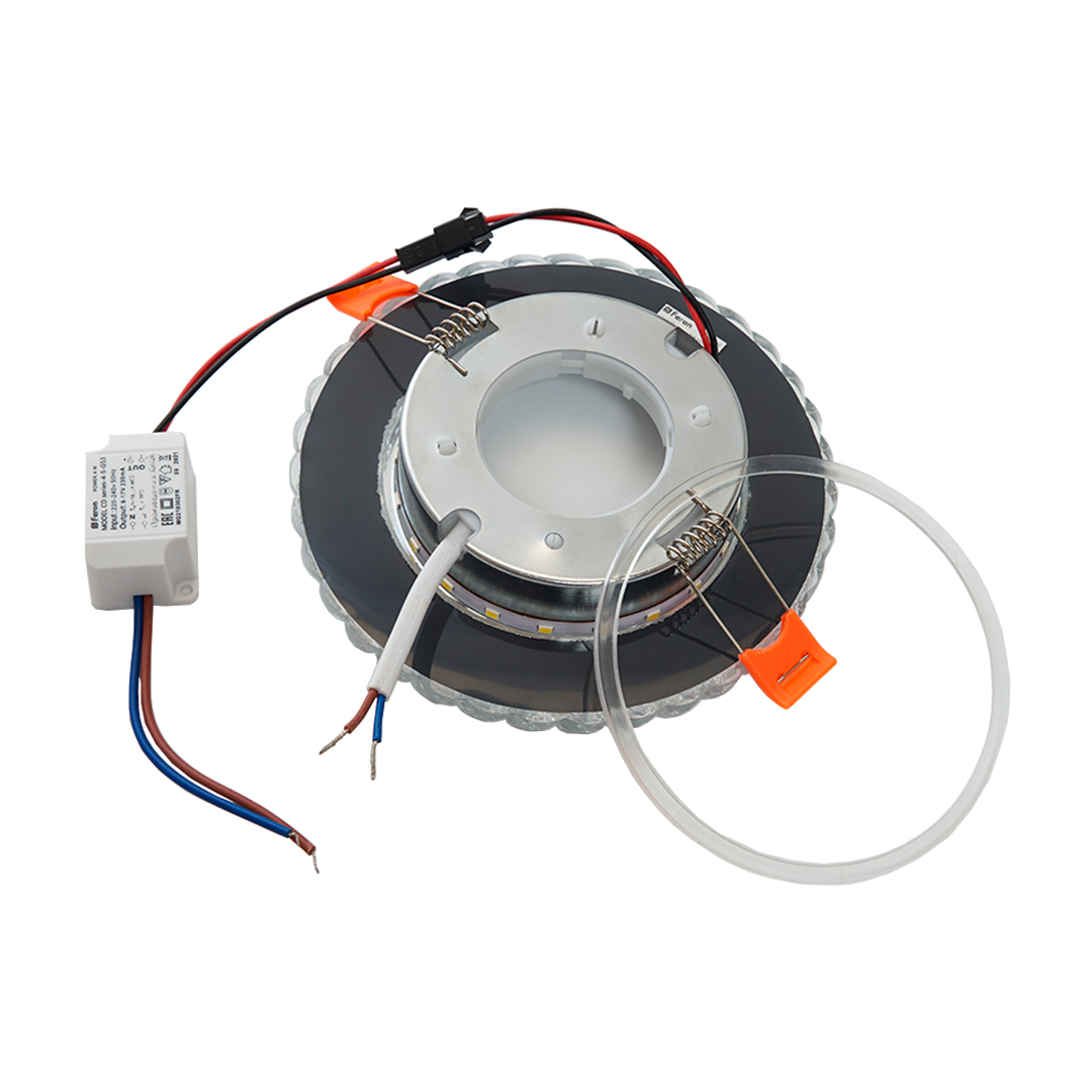 Светильник встраиваемый с подсветкой CD4046 20LED*2835 SMD 4000K, 15W GX53, без лампы, прозрач Feron