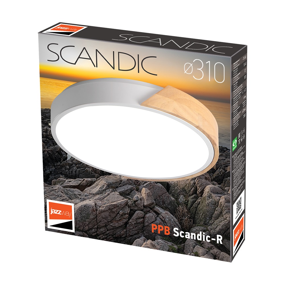 Светильник светодиодный потолочный PPB Scandic-R 24w 4000K GR/W IP20 Jazzway