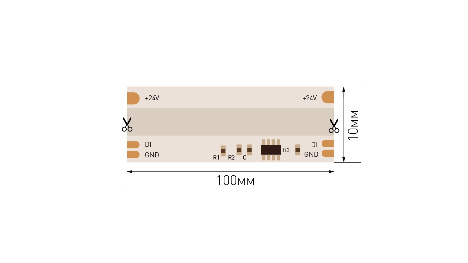 Лента светодиодная ПРО COB, 480 LED/м, 12 Вт/м, 24В, IP20, Цвет: RGB SPI (1м.) SWG 