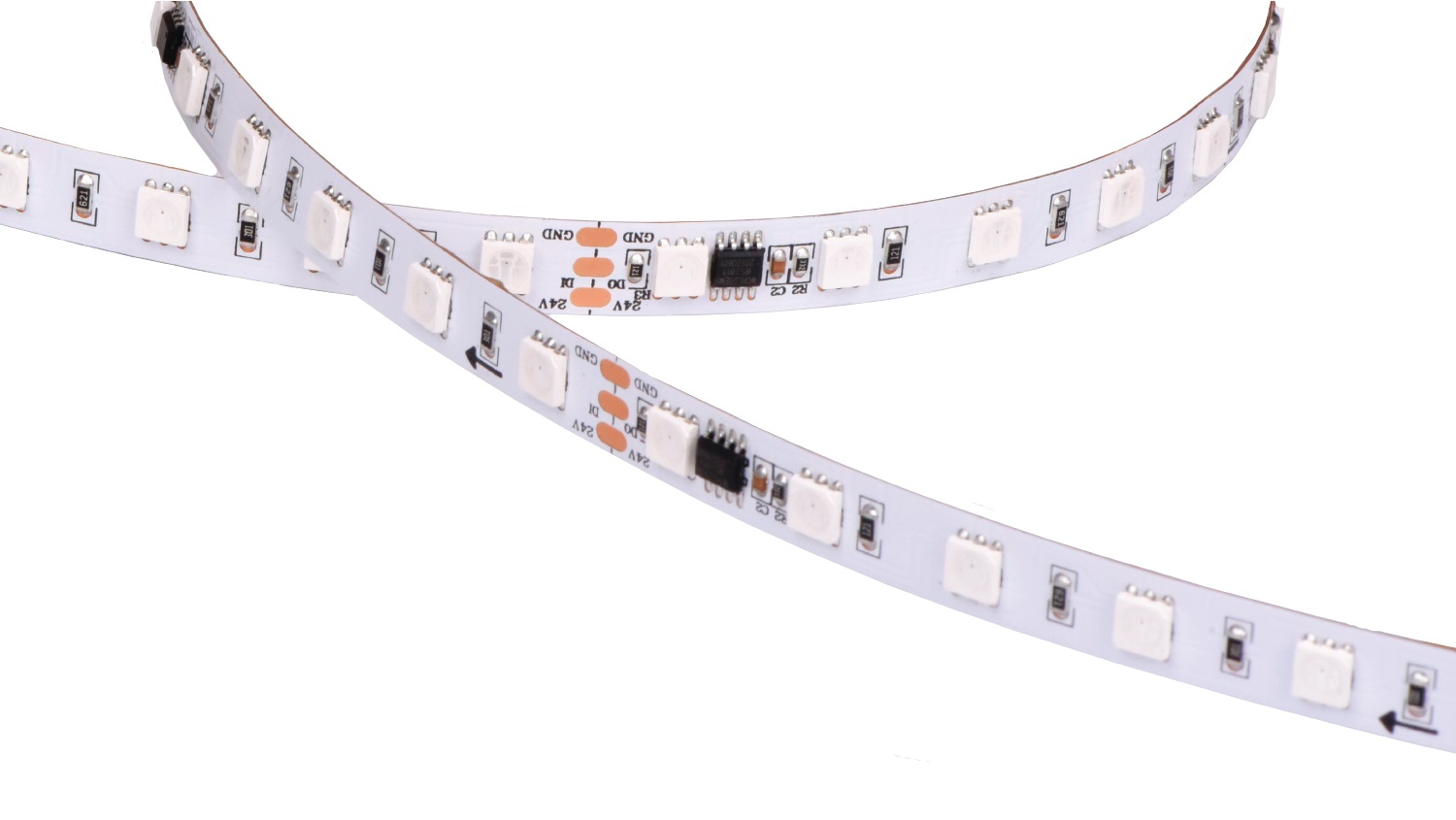 Лента светодиодная ПРО 5050, 60 LED/м, 9 Вт/м, 12В , IP20, Цвет: RGB SPI (1м.) SWG 