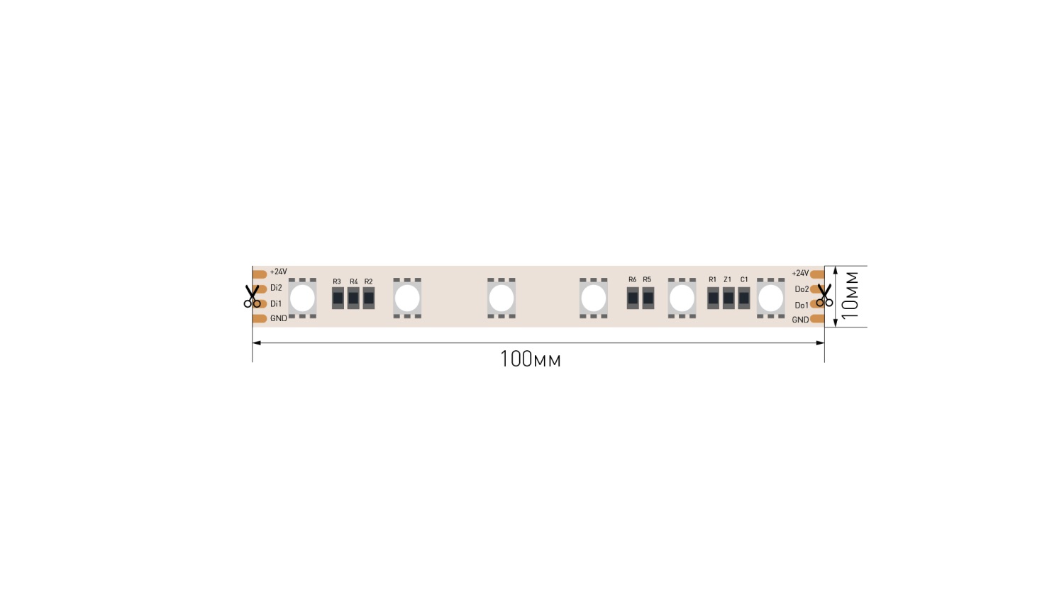 Лента светодиодная ПРО 5050, 60 LED/м, 14,4 Вт/м, 24В, IP20, Цвет: RGB SPI (1м.) SWG 