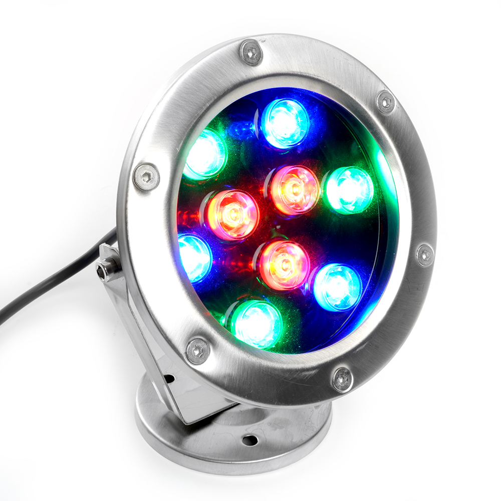 Светодиодный прожектор подводный LL-824, 9W, AC24V, низковольтный, RGB, металлик, 143*75*170mm Feron