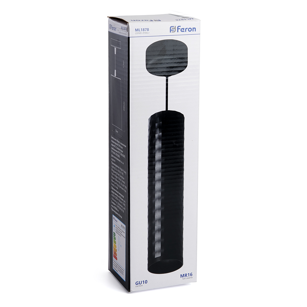Светильник потолочный на подвесе MR16 35W 230V, чёрный D55*H200 ML1878 Feron