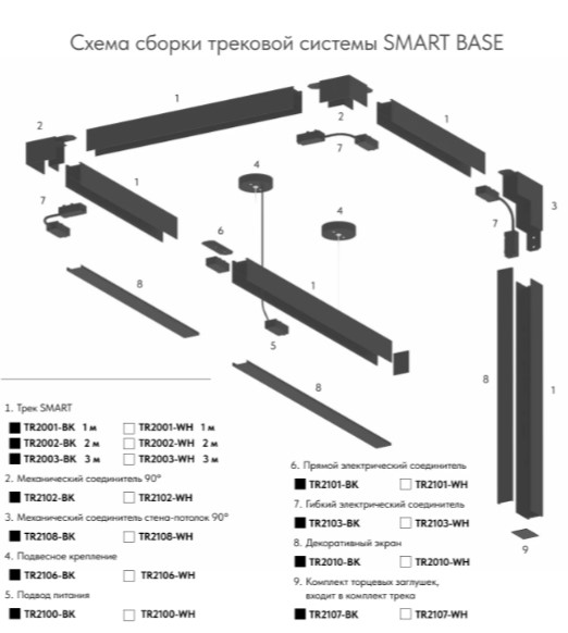 Подвод питания для шинопровода SMART ONE черный Denkirs