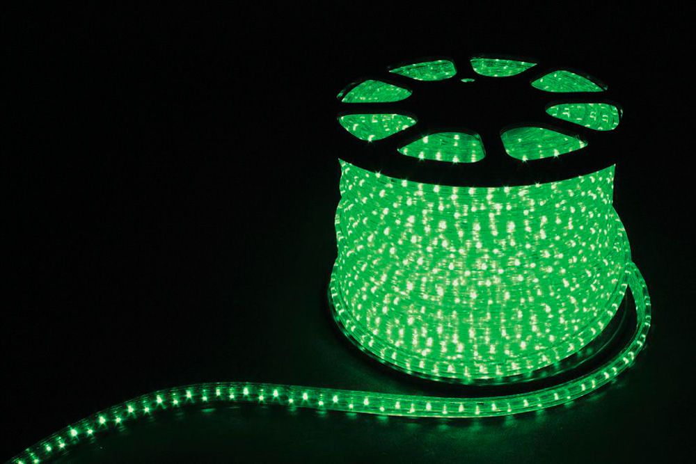 Дюралайт светодиодный LED-R2W 2-х жильный , зеленый 1,44Вт/м 36LED/м 100м 220V Feron