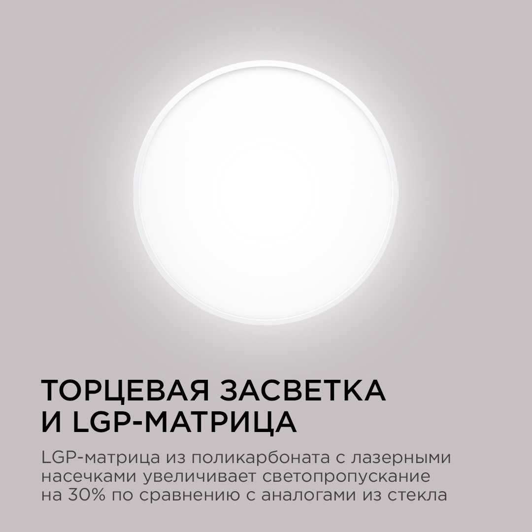 Светильник светодиодный накладной, SPIN, 38Вт, 230В/50Гц, 3800лм, 4000К, ø400х25, круг,белый Apeyron