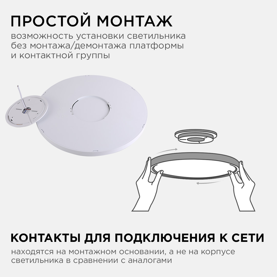 Светильник светодиодный накладной, SPIN, 48Вт, 230В/50Гц, 4800Лм, 4000К, IP40, ø500х25, бел Apeyron