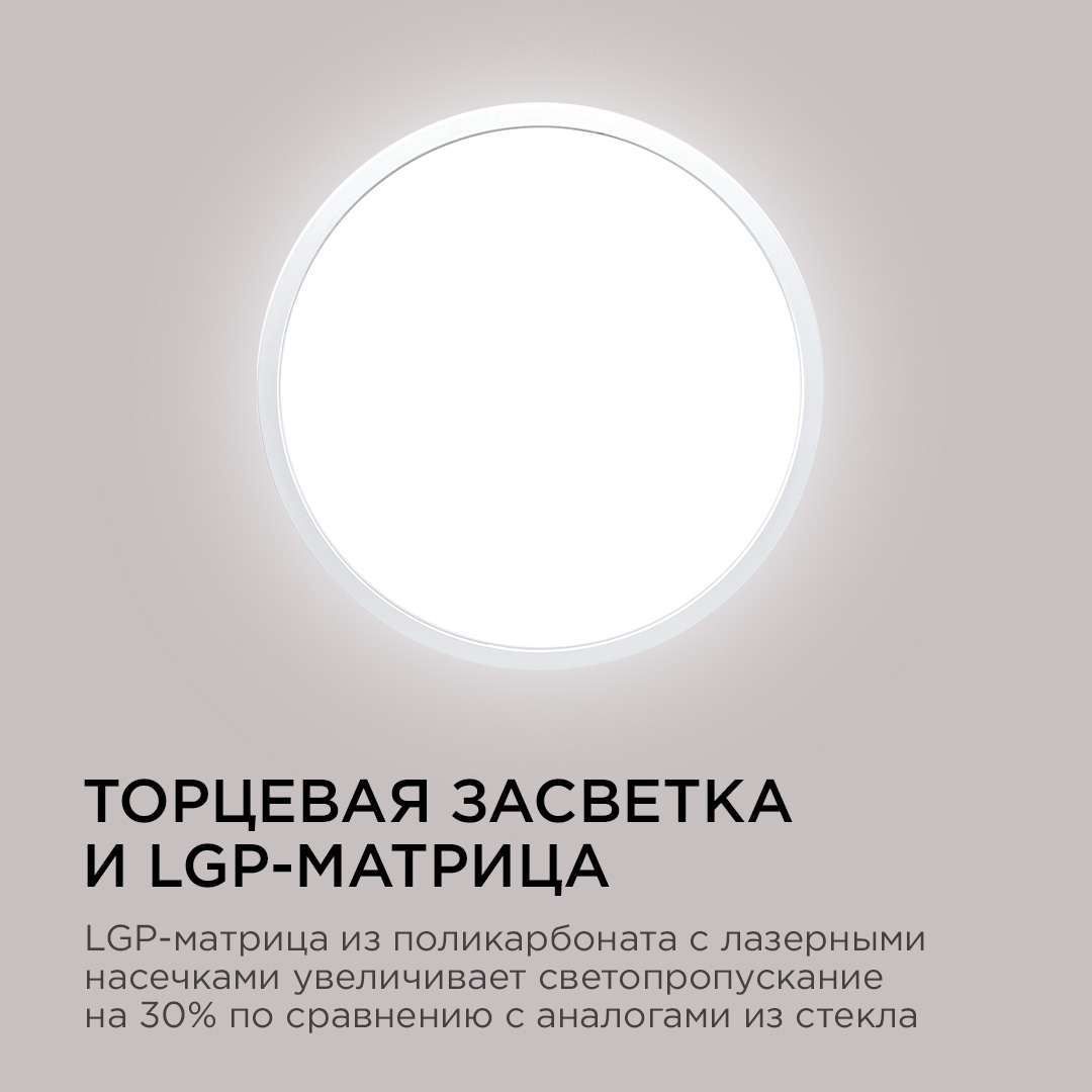 Светильник светодиодный накладной, SPIN, 48Вт, 230В/50Гц, 4800Лм, 4000К, IP40, ø500х25, бел Apeyron