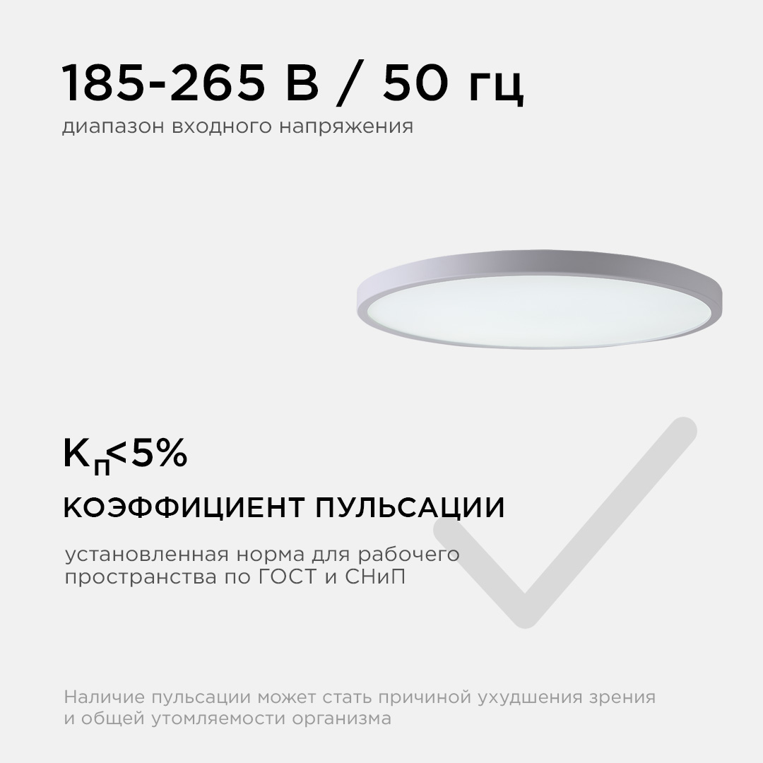 Светильник светодиодный накладной, SPIN, 48Вт, 230В/50Гц, 4800Лм, 4000К, IP40, ø500х25, бел Apeyron