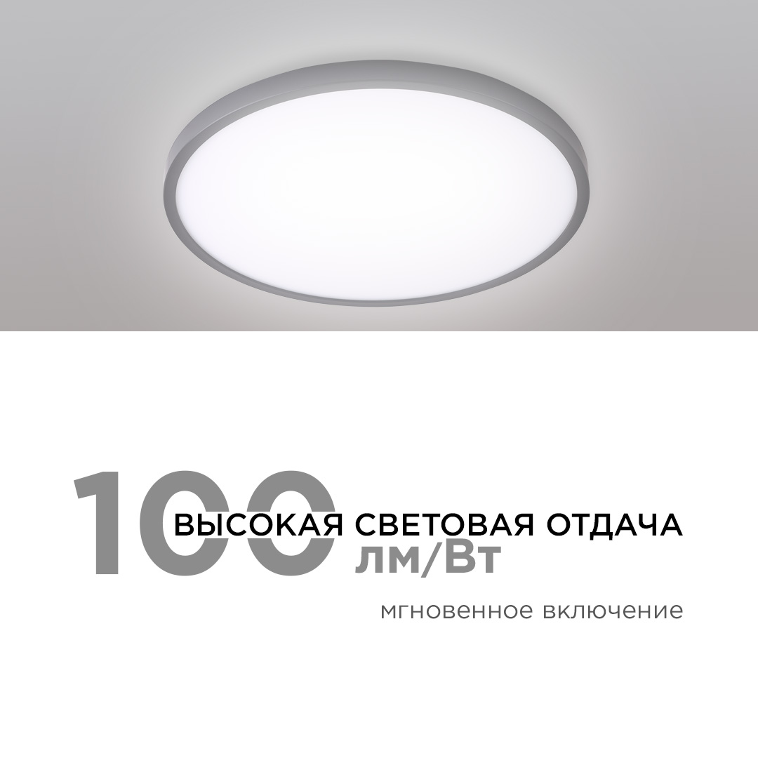 Светильник светодиодный накладной, SPIN, 48Вт, 230В/50Гц, 4800Лм, 4000К, IP40, ø500х25, чёр Apeyron
