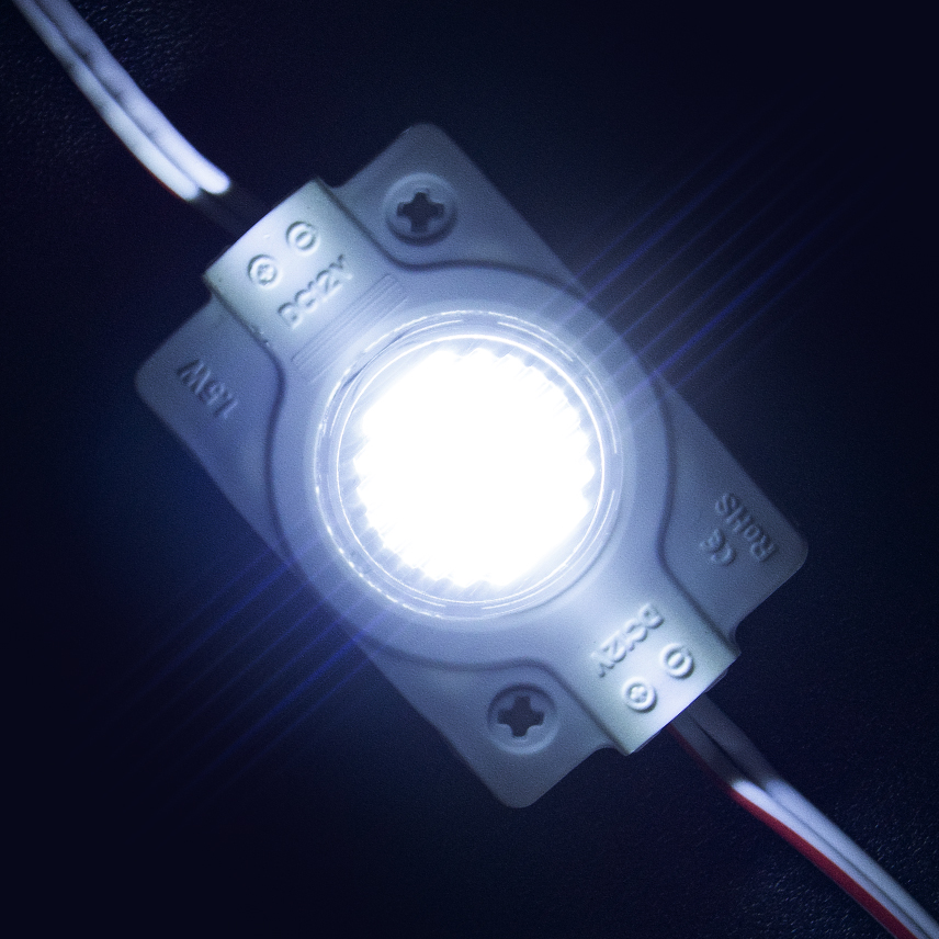 Модуль светодиодный 1 SMD 3030 1,5Вт 120Лм 6000К-6500К (с линзой 45*20) -1шт. SignImpress